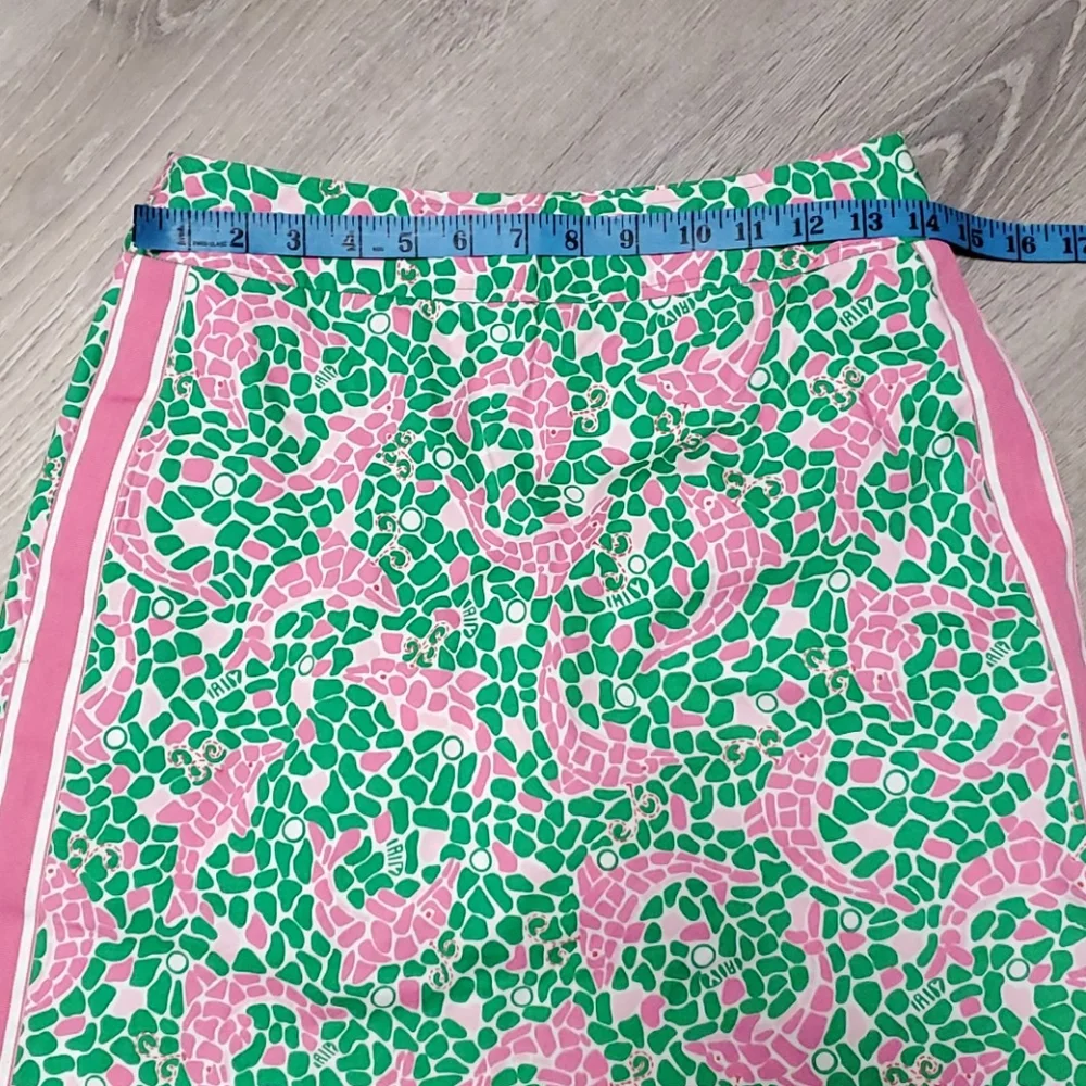 Vintage Lilly Pulitzer called dolphins mini skirt green pink women size 2